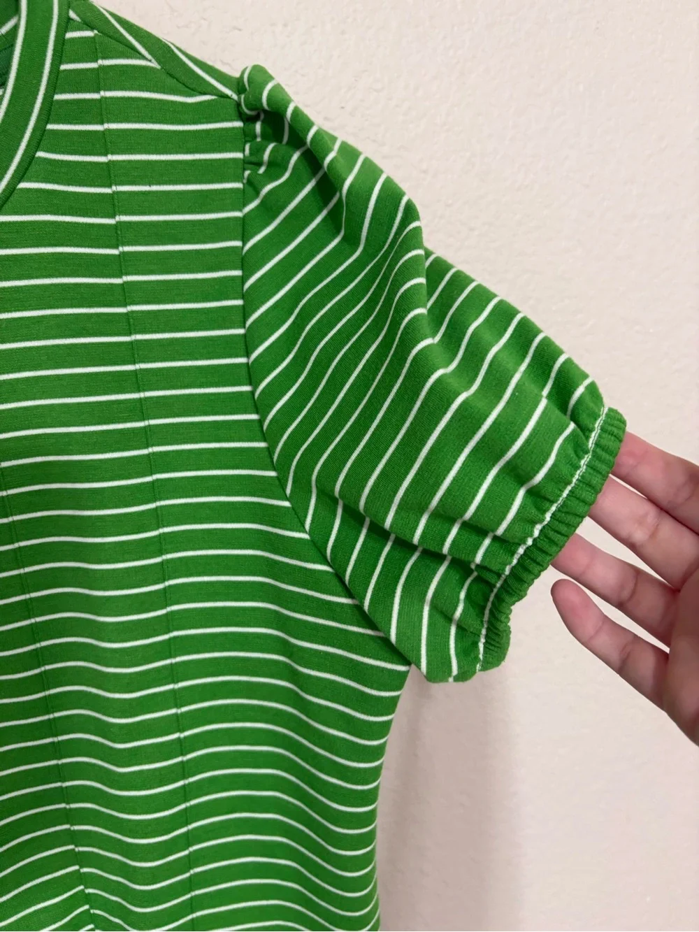 Maeve by Anthropologie Green Striped Peplum Top – Size M